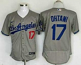 Men's Los Angeles Dodgers #17 Shohei Ohtani Number Gray With Los Stitched Flex Base Nike Jersey,baseball caps,new era cap wholesale,wholesale hats