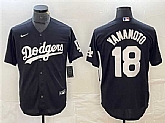 Men's Los Angeles Dodgers #18 Yoshinobu Yamamoto Black Cool Base Stitched Jersey,baseball caps,new era cap wholesale,wholesale hats