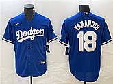 Men's Los Angeles Dodgers #18 Yoshinobu Yamamoto Blue Cool Base Stitched Jersey,baseball caps,new era cap wholesale,wholesale hats