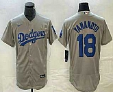 Men's Los Angeles Dodgers #18 Yoshinobu Yamamoto Gray Stitched Flex Base Nike Jersey,baseball caps,new era cap wholesale,wholesale hats