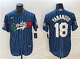 Men's Los Angeles Dodgers #18 Yoshinobu Yamamoto Navy Cool Base With Patch Stitched Baseball Jersey,baseball caps,new era cap wholesale,wholesale hats