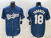 Men's Los Angeles Dodgers #18 Yoshinobu Yamamoto Navy Cool Base With Patch Stitched Jersey,baseball caps,new era cap wholesale,wholesale hats