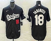 Men's Los Angeles Dodgers #18 Yoshinobu Yamamoto Number Black Stitched Cool Base Nike Jersey,baseball caps,new era cap wholesale,wholesale hats