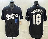 Men's Los Angeles Dodgers #18 Yoshinobu Yamamoto Number Black Turn Back The Clock Stitched Cool Base Jersey,baseball caps,new era cap wholesale,wholesale hats