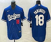 Men's Los Angeles Dodgers #18 Yoshinobu Yamamoto Number Blue Stitched Cool Base Nike Jersey,baseball caps,new era cap wholesale,wholesale hats