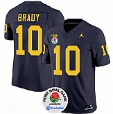 Men's Michigan Wolverines #10 Tom Brady 2023 F.U.S.E. Navy Blue Rose Bowl Patch Stitched Jersey Dzhi,baseball caps,new era cap wholesale,wholesale hats
