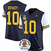 Men's Michigan Wolverines #10 Tom Brady 2023 F.U.S.E. Navy White Rose Bowl Patch Stitched Jersey Dzhi,baseball caps,new era cap wholesale,wholesale hats