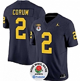 Men's Michigan Wolverines #2 Blake Corum 2023 F.U.S.E. Navy Blue Rose Bowl Patch Stitched Jersey Dzhi,baseball caps,new era cap wholesale,wholesale hats