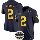 Men's Michigan Wolverines #2 Blake Corum 2024 F.U.S.E. Navy National Championship Stitched Jersey Dzhi,baseball caps,new era cap wholesale,wholesale hats