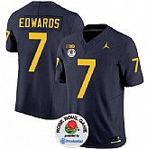 Men's Michigan Wolverines #7 Donovan Edwards 2023 F.U.S.E. Navy Blue Rose Bowl Patch Stitched Jersey Dzhi,baseball caps,new era cap wholesale,wholesale hats