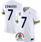 Men's Michigan Wolverines #7 Donovan Edwards 2023 F.U.S.E. White Rose Bowl Patch Stitched Jersey Dzhi,baseball caps,new era cap wholesale,wholesale hats