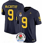 Men's Michigan Wolverines #9 J.J. McCarthy 2023 F.U.S.E. Navy Blue Rose Bowl Patch Stitched Jersey Dzhi,baseball caps,new era cap wholesale,wholesale hats