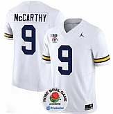Men's Michigan Wolverines #9 J.J. McCarthy 2023 F.U.S.E. White Rose Bowl Patch Stitched Jersey Dzhi,baseball caps,new era cap wholesale,wholesale hats