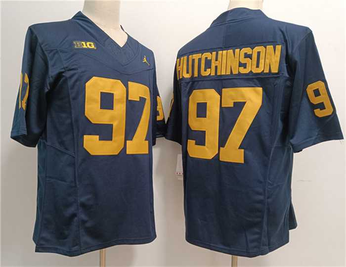 Men's Michigan Wolverines #97 Aidan Hutchinson 2023 F.U.S.E. Navy Stitched Jersey