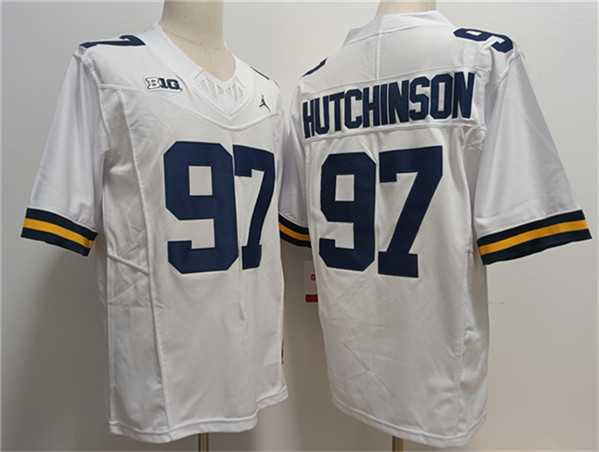 Men's Michigan Wolverines #97 Aidan Hutchinson White 2023 F.U.S.E. Stitched Jersey