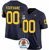 Men's Michigan Wolverines ACTIVE PLAYER Custom 2023 F.U.S.E. Navy Blue Rose Bowl Patch Stitched Jersey,baseball caps,new era cap wholesale,wholesale hats