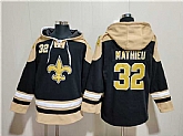 Men's New Orleans Saints #32 Tyrann Mathieu Black Ageless Must-Have Lace-Up Pullover Hoodie