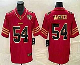 Men's San Francisco 49ers #54 Bobby Wagner Red 75th Patch Golden Edition Stitched Nike Limited Jersey,baseball caps,new era cap wholesale,wholesale hats