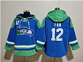 Men's Seattle Seahawks #12 Fan Royal Ageless Must-Have Lace-Up Pullover Hoodie