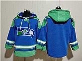 Men's Seattle Seahawks Blank Royal Ageless Must-Have Lace-Up Pullover Hoodie