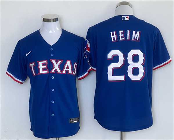 Men's Texas Rangers #28 Jonah Heim Royal With Patch Cool Base Stitched Jersey