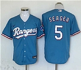 Men's Texas Rangers #5 Corey Seager Blue With Patch Cool Base Stitched Jersey,baseball caps,new era cap wholesale,wholesale hats