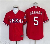 Men's Texas Rangers #5 Corey Seager Red With Patch Cool Base Stitched Baseball Jersey,baseball caps,new era cap wholesale,wholesale hats