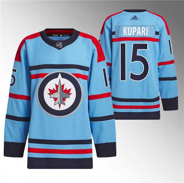 Men's Winnipeg Jets #15 Rasmus Kupari Light Blue Anniversary Primegreen Stitched Jersey Dzhi