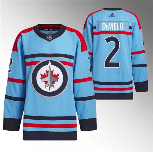 Men's Winnipeg Jets #2 Dylan DeMelo Light Blue Anniversary Primegreen Stitched Jersey Dzhi