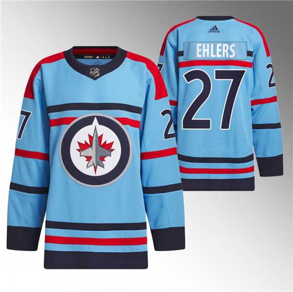 Men's Winnipeg Jets #27 Nikolaj Ehlers Light Blue Anniversary Primegreen Stitched Jersey Dzhi