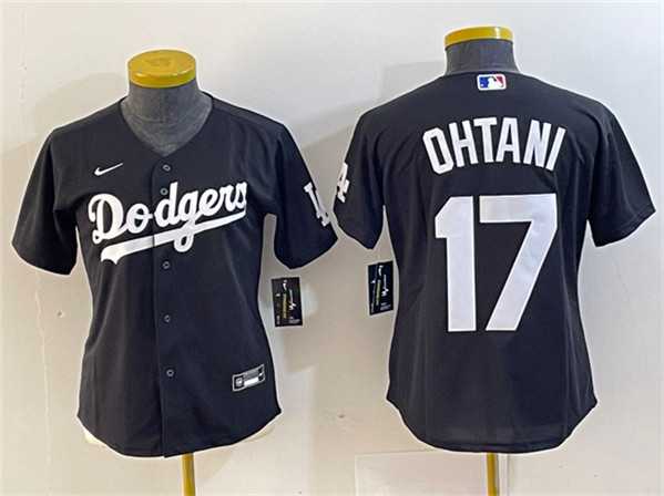 Women's Los Angeles Dodgers #17 Shohei Ohtani Black Stitched Jersey(Run Small)