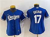 Women's Los Angeles Dodgers #17 Shohei Ohtani Blue Stitched Jersey(Run Small),baseball caps,new era cap wholesale,wholesale hats