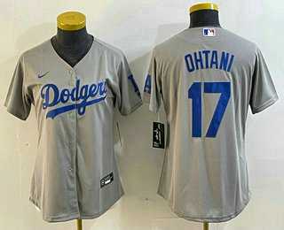 Women's Los Angeles Dodgers #17 Shohei Ohtani Gray Cool Base Stitched Jersey
