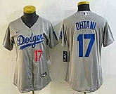Women's Los Angeles Dodgers #17 Shohei Ohtani Number Gray Cool Base Stitched Jersey