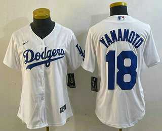 Women's Los Angeles Dodgers #18 Yoshinobu Yamamoto White Stitched Cool Base Nike Jersey