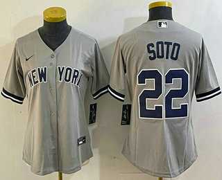 Women's New York Yankees #22 Juan Soto Gray Cool Base Stitched Baseball Jersey