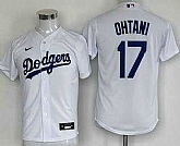 Youth Los Angeles Dodgers #17 Shohei Ohtani White Cool Base Jersey,baseball caps,new era cap wholesale,wholesale hats