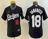 Youth Los Angeles Dodgers #18 Yoshinobu Yamamoto Number Black Turn Back The Clock Stitched Cool Base Jersey,baseball caps,new era cap wholesale,wholesale hats