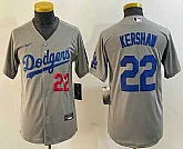 Youth Los Angeles Dodgers #22 Clayton Kershaw Number Gray Stitched Cool Base Nike Jersey
