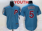 Youth Philadelphia Phillies #5 Bryson Stott Blue Cool Base Stitched Jersey