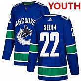 Youth Vancouver Canucks #22 Daniel Sedin Stitched Blue Third Adidas Jersey Dzhi