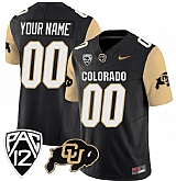 Men's Colorado Buffaloes Active Player Custom Black Brown 2024 F.U.S.E. With Big 12 XII Patch Stitched Football Jersey,baseball caps,new era cap wholesale,wholesale hats