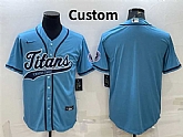 Men's Tennessee Titans Custom Blue With Patch Cool Base Stitched Baseball Jersey,baseball caps,new era cap wholesale,wholesale hats