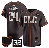 Men's Cleveland Browns #24 Nick Chubb Brown With Jim Brown Memorial & Home Patch Vapor Premier Limited Stitched Baseball Jersey,baseball caps,new era cap wholesale,wholesale hats