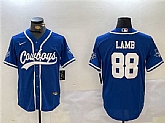 Men's Dallas Cowboys #88 CeeDee Lamb Royal With Patch Cool Base Stitched Baseball Jersey,baseball caps,new era cap wholesale,wholesale hats