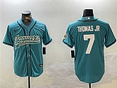 Men's Jacksonville Jaguars #7 Brian Thomas Jr Teal With Patch Cool Base Stitched Baseball Jersey,baseball caps,new era cap wholesale,wholesale hats