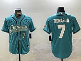 Men's Jacksonville Jaguars #7 Brian Thomas Jr Teal With Patch Cool Base Stitched Baseball Jerseys,baseball caps,new era cap wholesale,wholesale hats