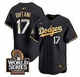 Men's Los Angeles Dodgers #17 Shohei Ohtani Black Gold 2024 World Series Limited Stitched Jersey Dzhi,baseball caps,new era cap wholesale,wholesale hats