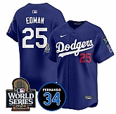 Men's Los Angeles Dodgers #25 Tommy Edman Royal 2024 World Series With Fernando Memorial Patch Alternate Limited Stitched Jersey Dzhi,baseball caps,new era cap wholesale,wholesale hats