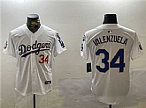 Men's Los Angeles Dodgers #34 Toro Valenzuela White Gold 2024 World Series With Fernando Memorial Patch Home Limited Stitched Jersey,baseball caps,new era cap wholesale,wholesale hats